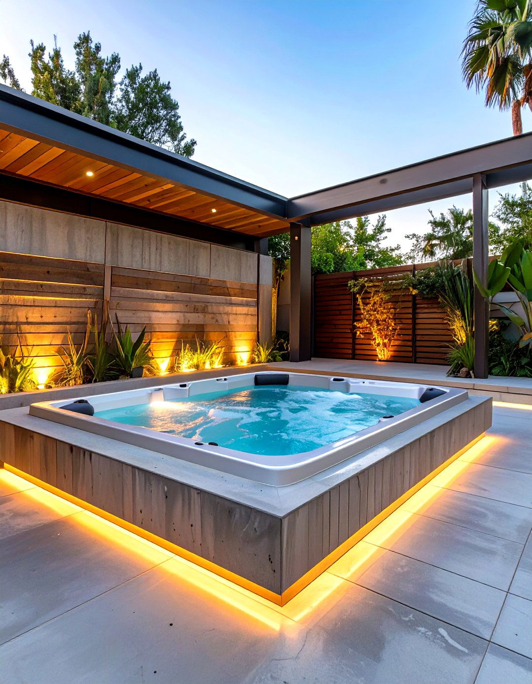Concrete Deck with an Integrated Hot Tub - 30 concrete deck ideas