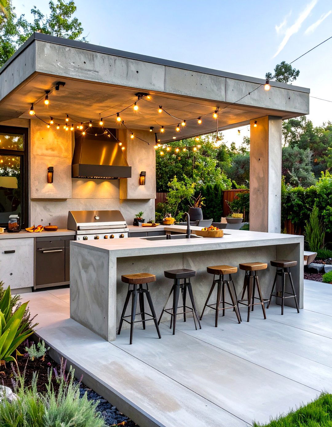 Concrete Deck with an Outdoor Kitchen - 30 concrete deck ideas