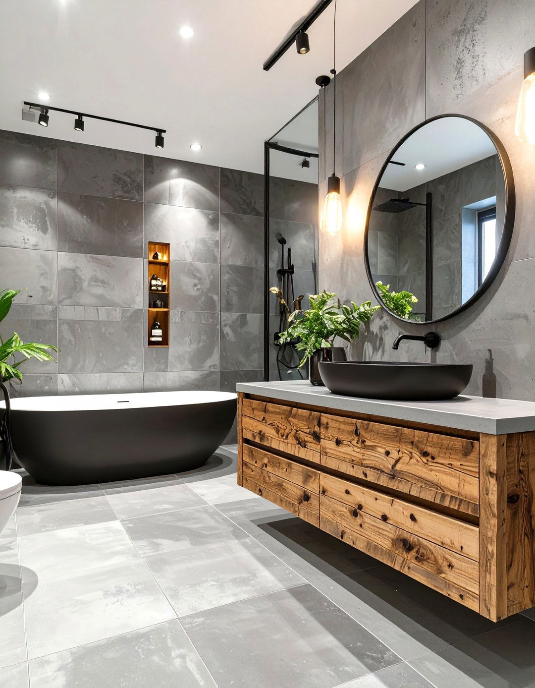 Concrete Effect Porcelain Bathroom Tiles - 30 bathroom tiling ideas