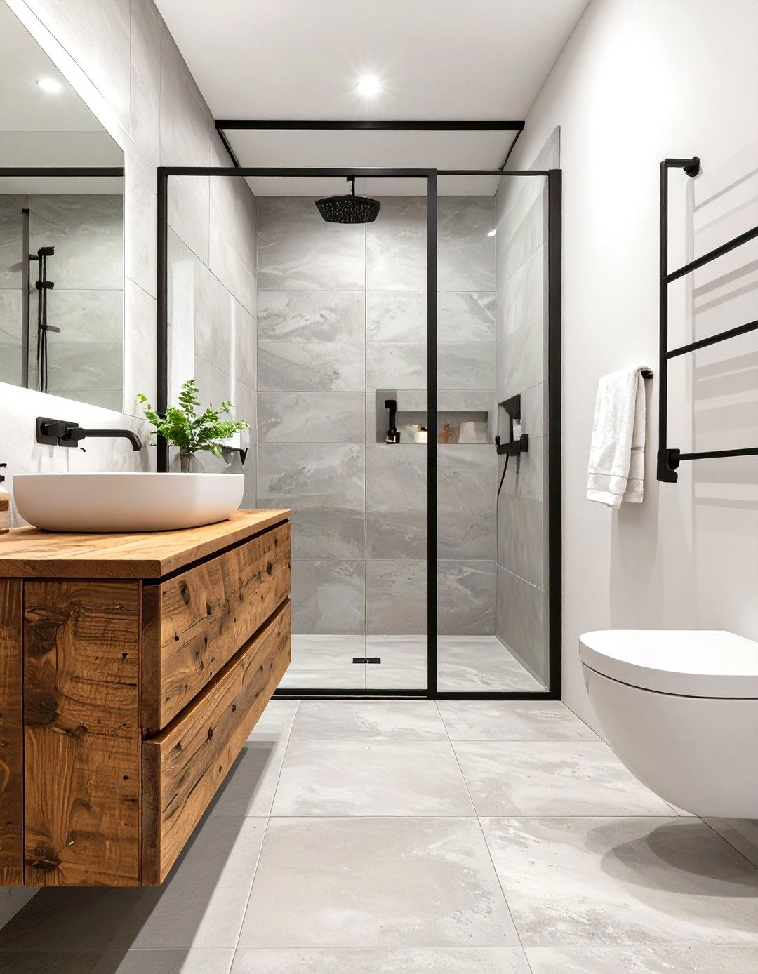 Concrete Effect Porcelain Bathroom - 30 modern bathroom tile ideas