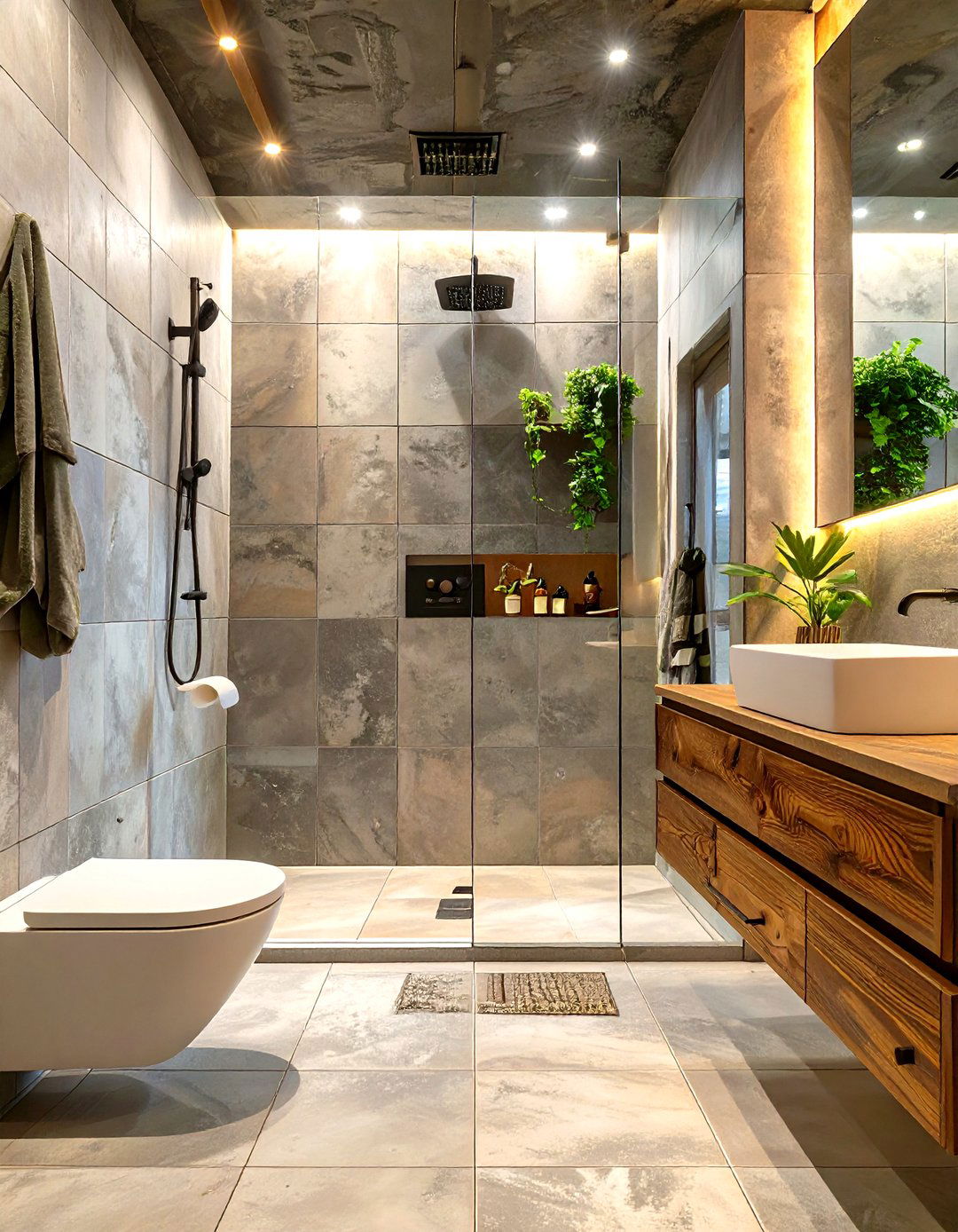 Concrete Effect Porcelain Shower Tiles - 30 shower bathroom tile ideas