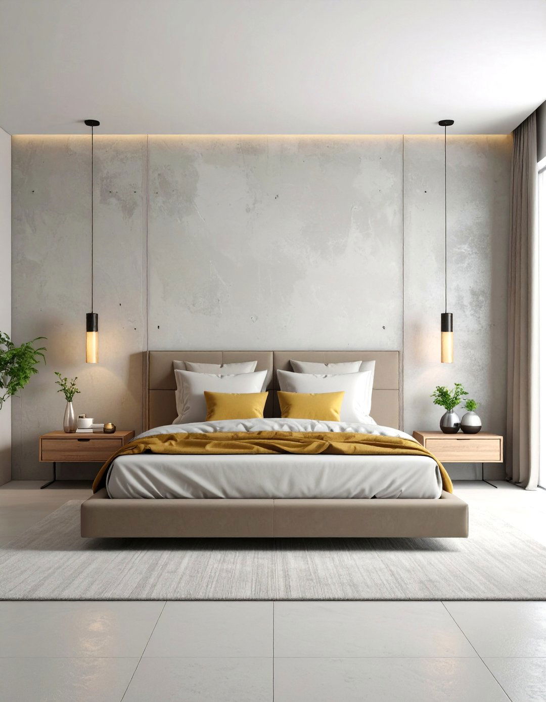Concrete Finish Accent Wall - 30 accent wall ideas for bedroom