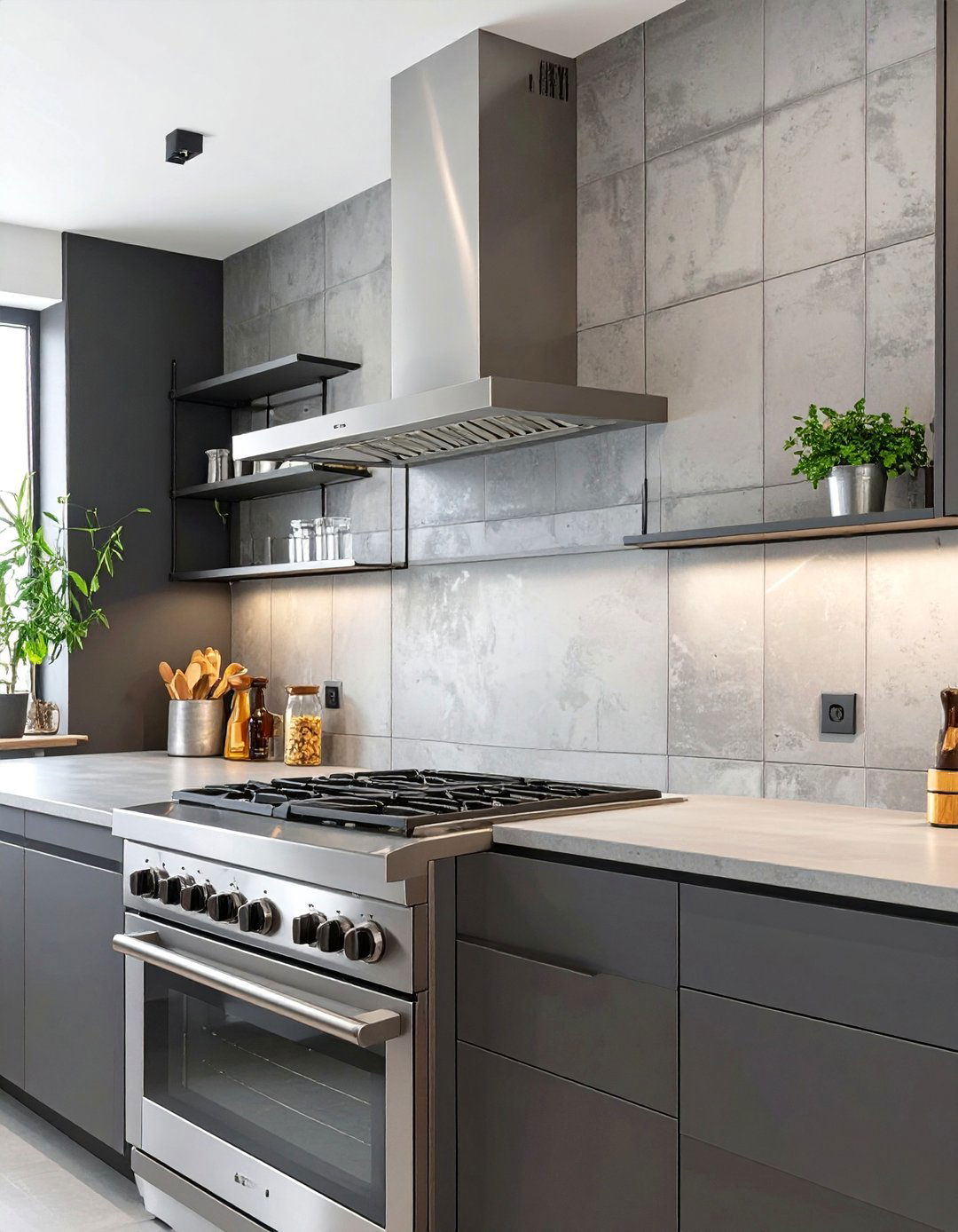 Concrete Finish Backsplash - 30 backsplash behind stove ideas