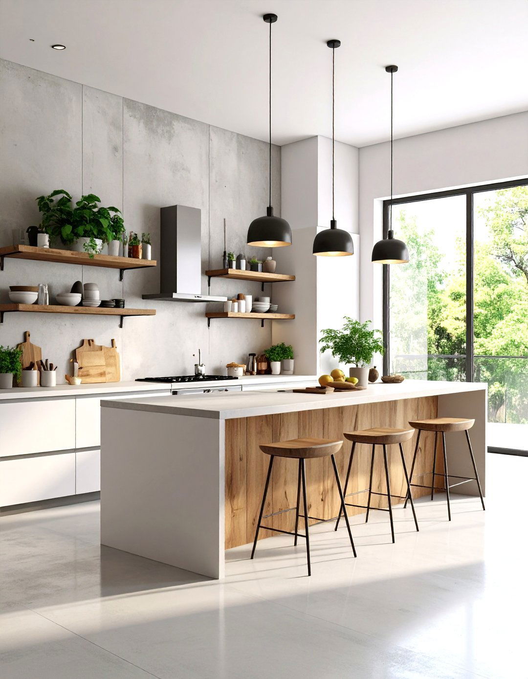 Concrete Finish Kitchen Wall - 30 kitchen wall ideas