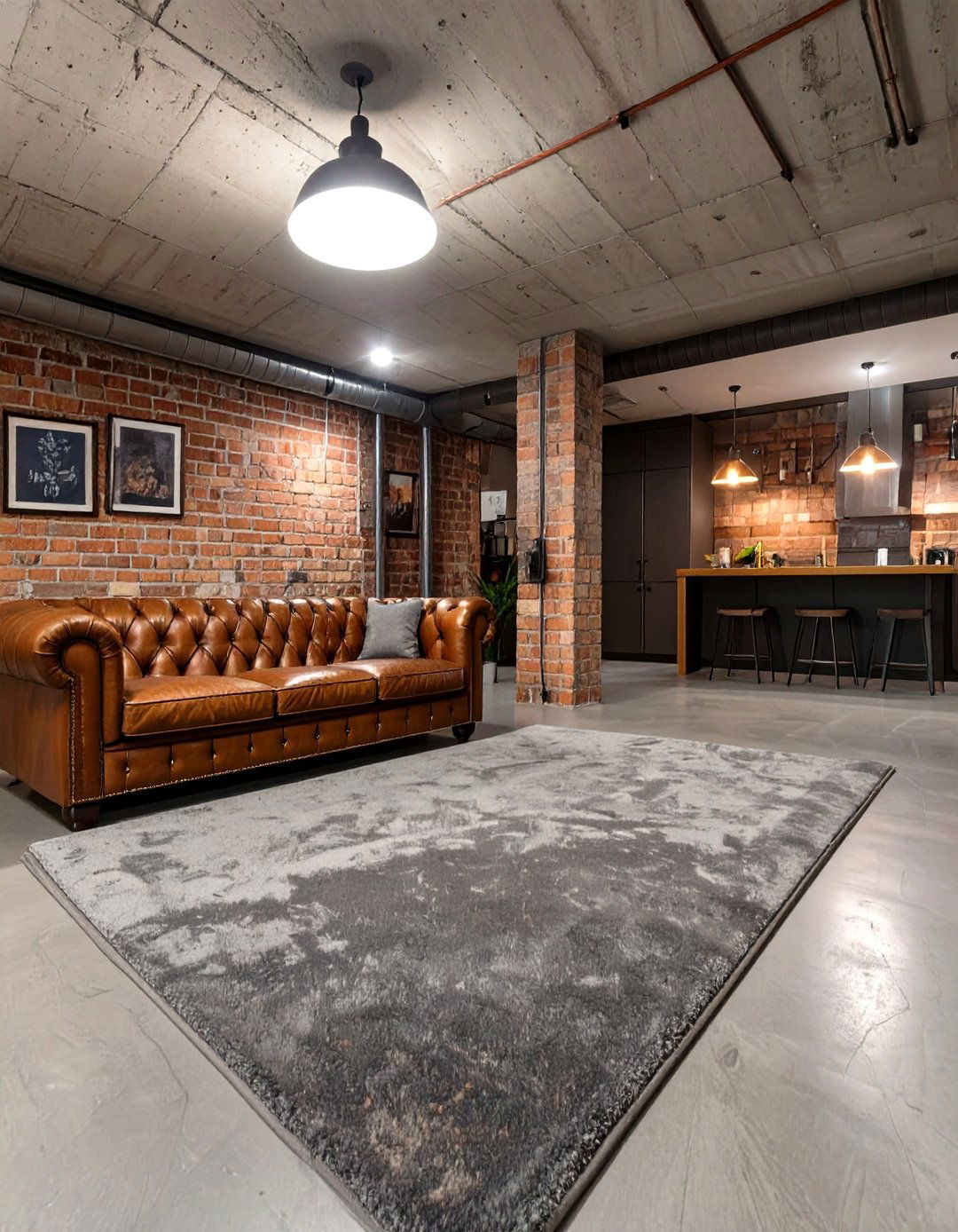 Concrete Gray Carpet for an Industrial Loft Feel - 30 basement carpet ideas