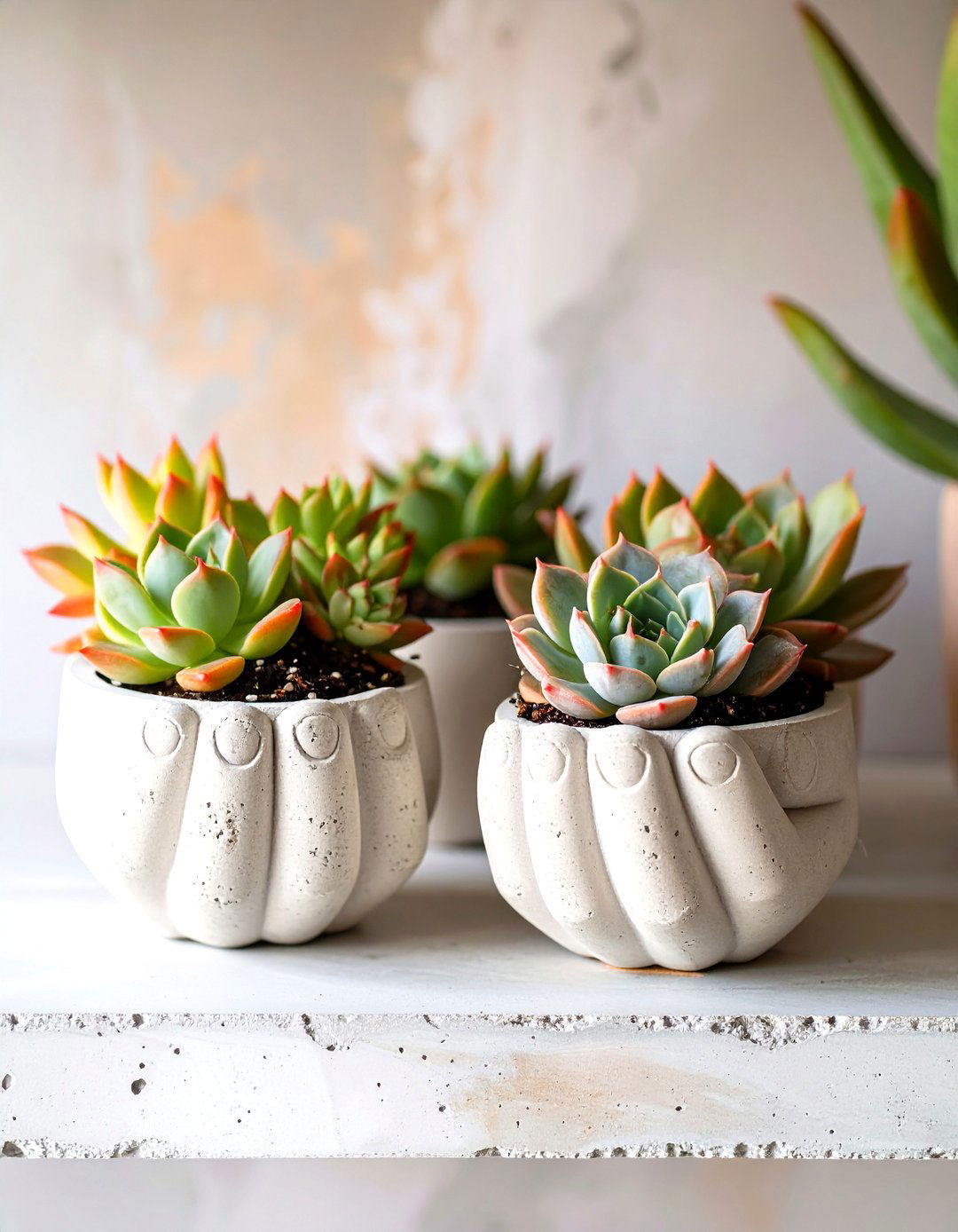 Concrete Hand Succulent Planters - 30 succulent garden ideas