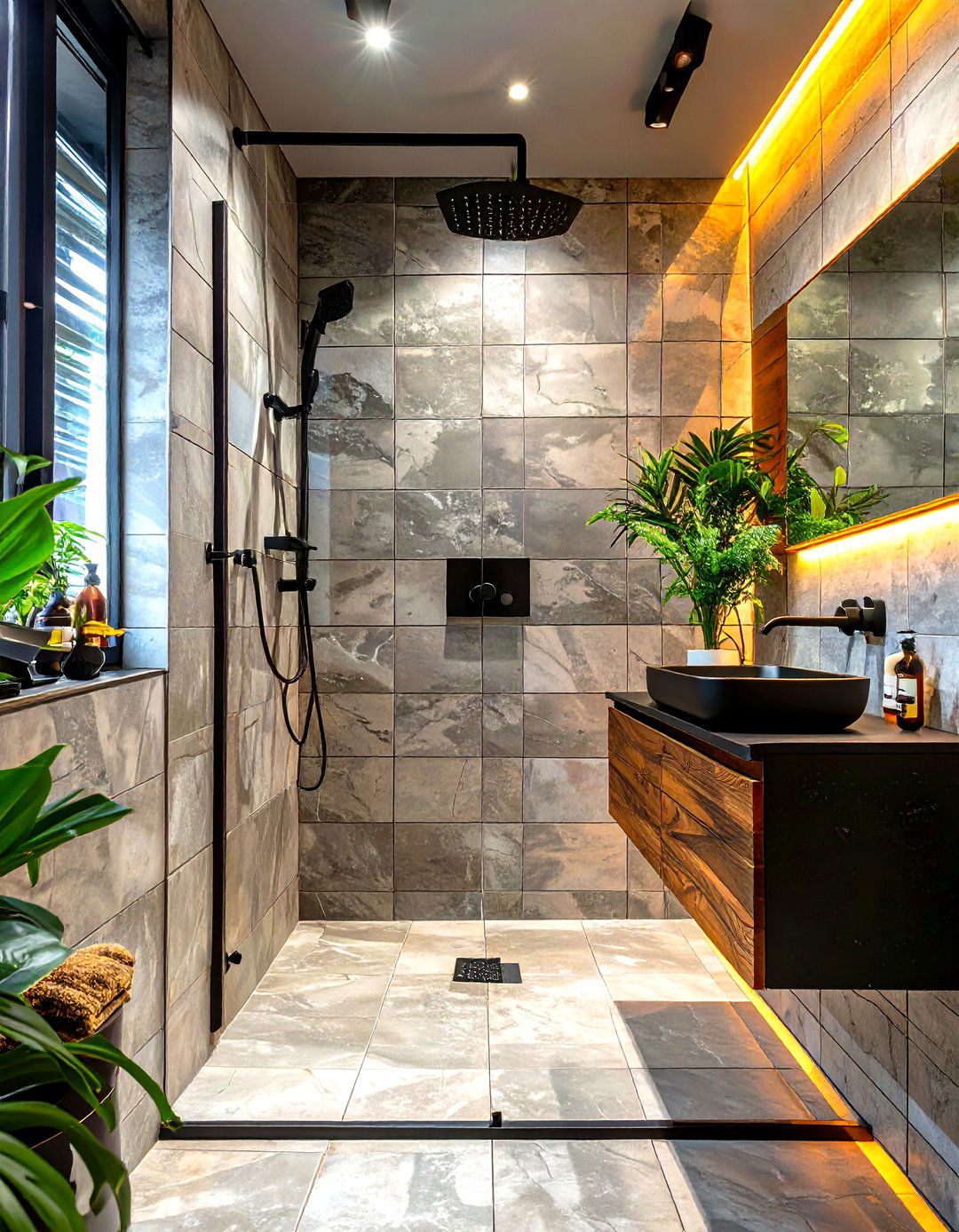 Concrete Look Porcelain Shower Tile - 30 small shower tile ideas