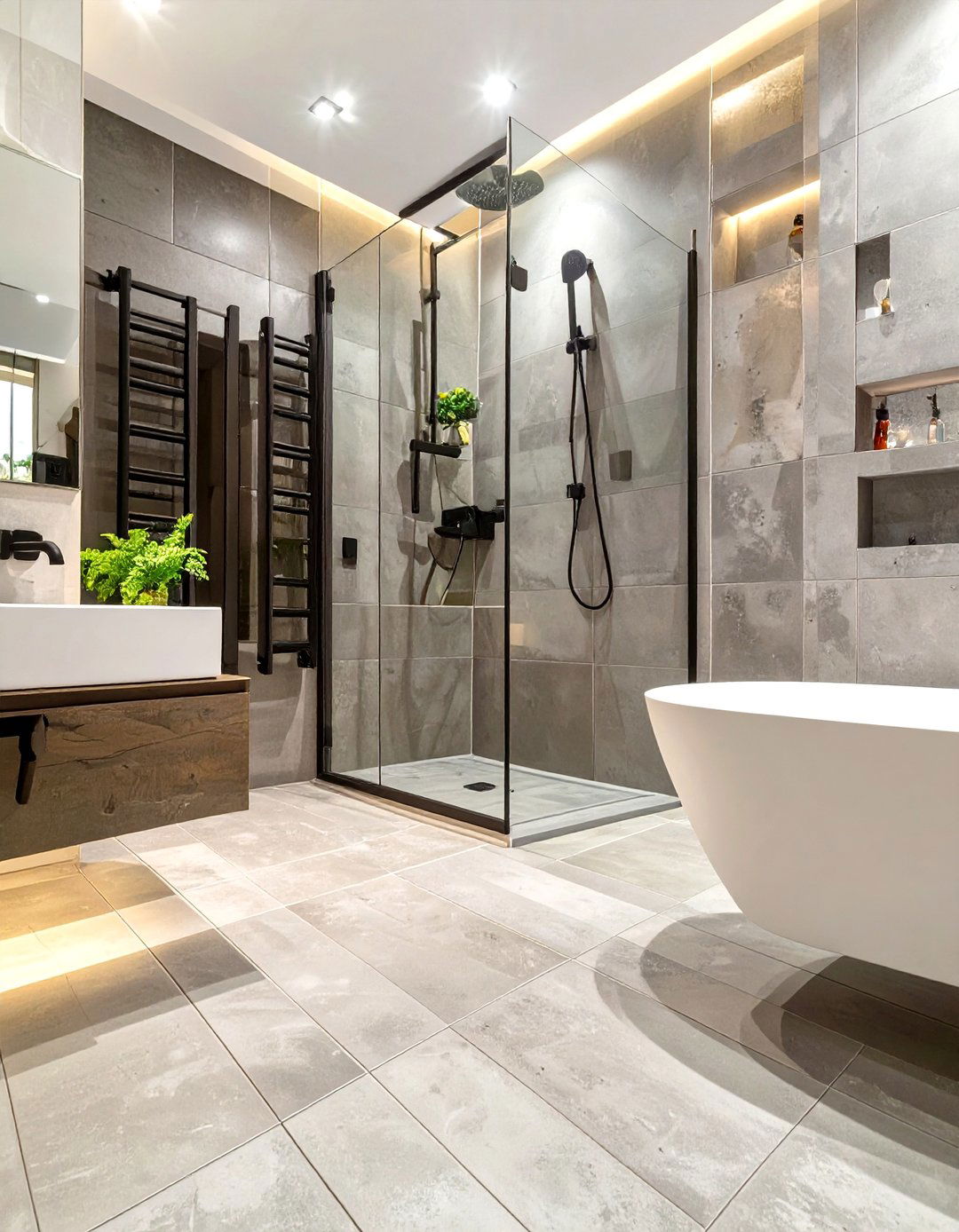 Concrete Look Tile Flooring - 30 small bathroom bathroom flooring ideas