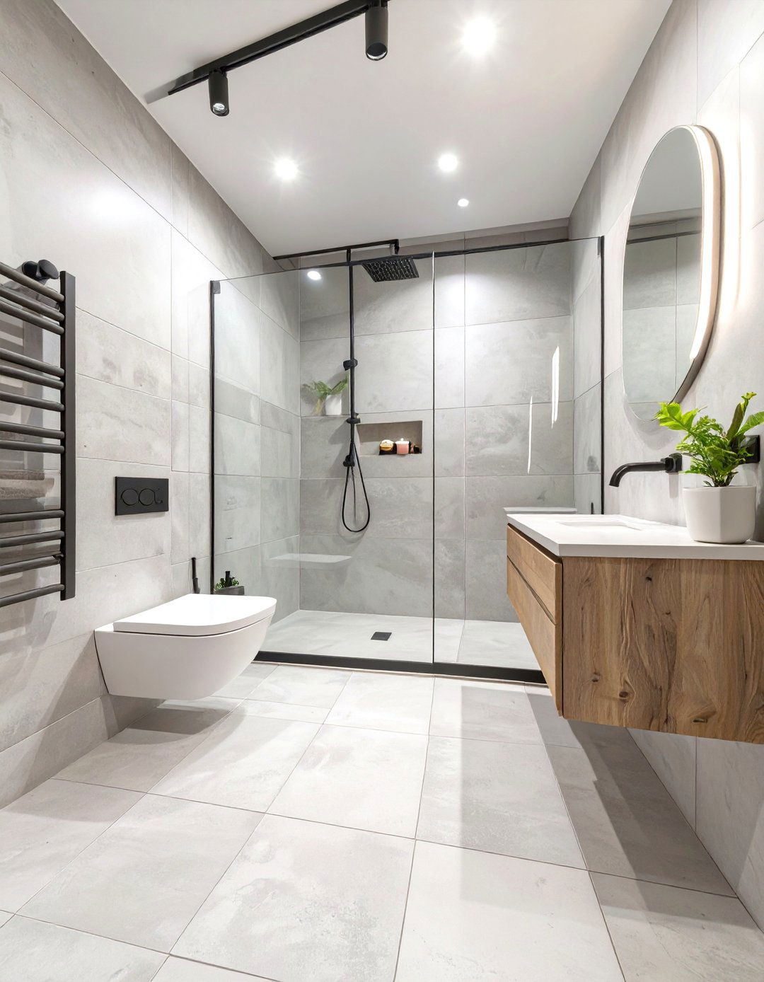 Concrete Look Tiles - 30 small bathroom tile ideas