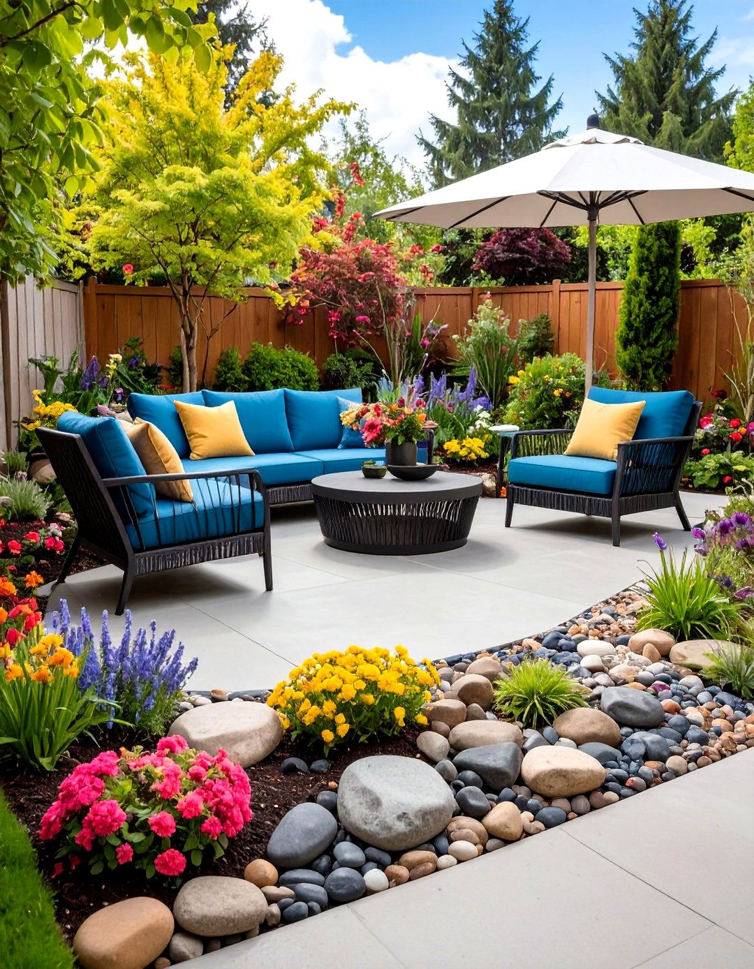 Concrete Outside Patio with Inlaid Accents - 30 outside patio ideas