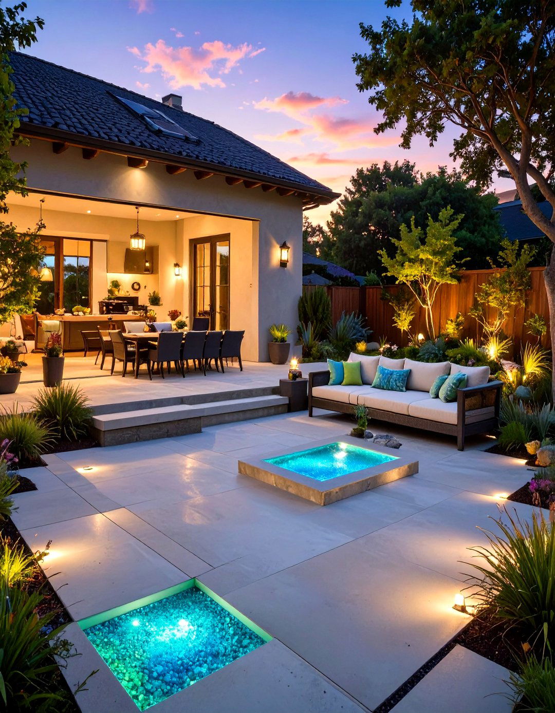 Concrete Patio with Glow in the Dark Aggregates - 30 simple concrete patio ideas