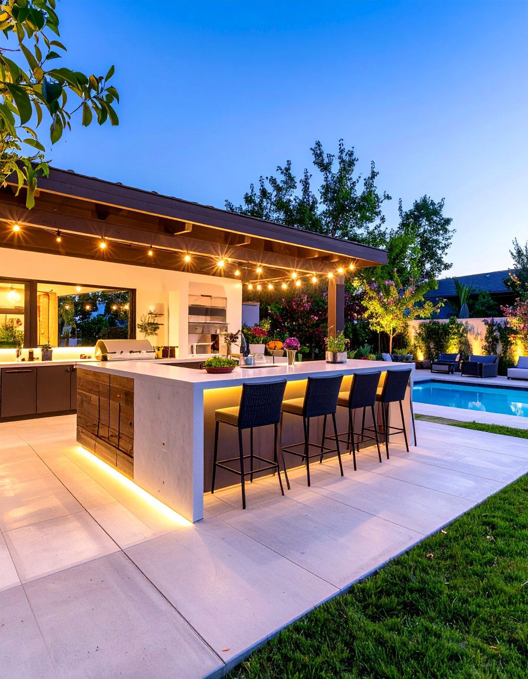 Concrete Patio with an Integrated Bar Counter - 30 backyard concrete patio ideas