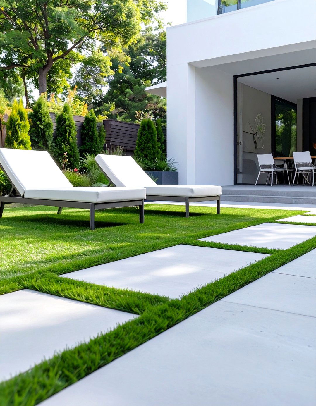 Concrete Paver Patio with Grass Joints - 30 simple paver patio ideas