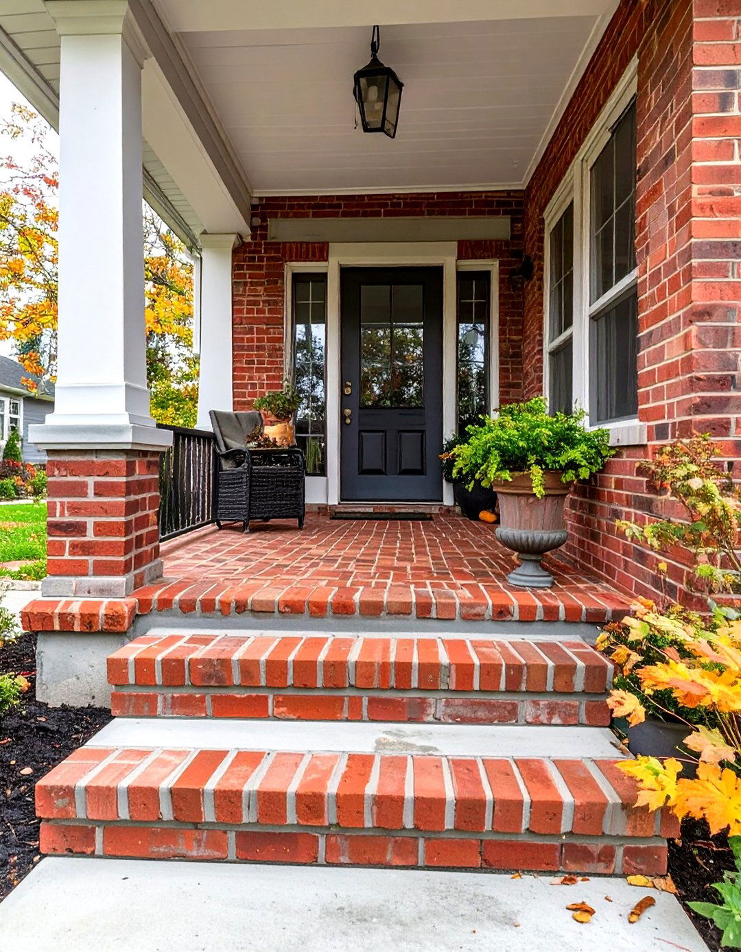 Concrete Porch with Faux Brick Stenciling - 30 small concrete front porch ideas