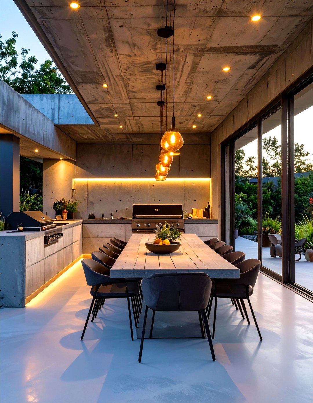 Concrete Porch with an Outdoor Kitchenette - 30 concrete porch ideas