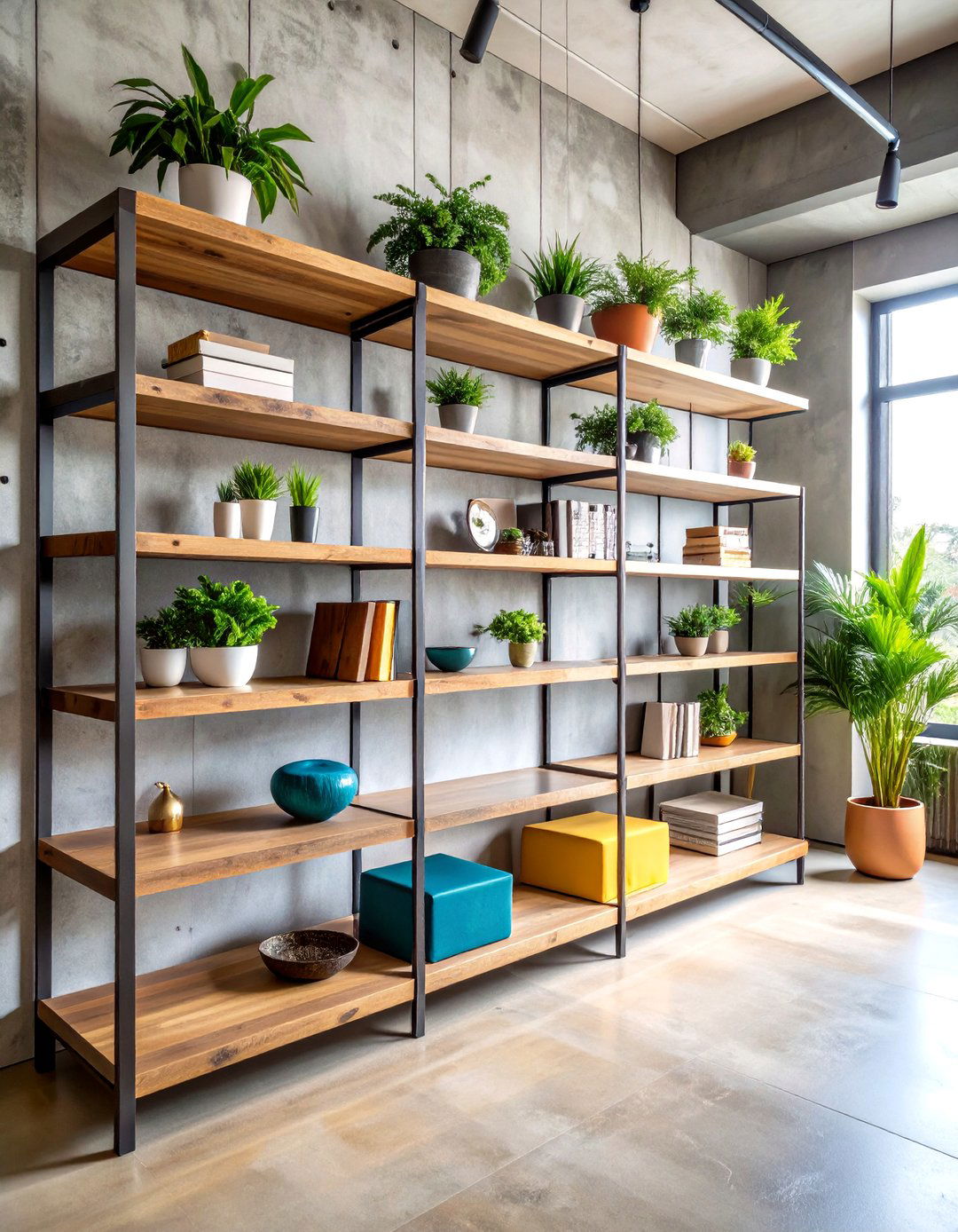 Concrete Shelving in an Urban Loft - 30 living room shelf ideas