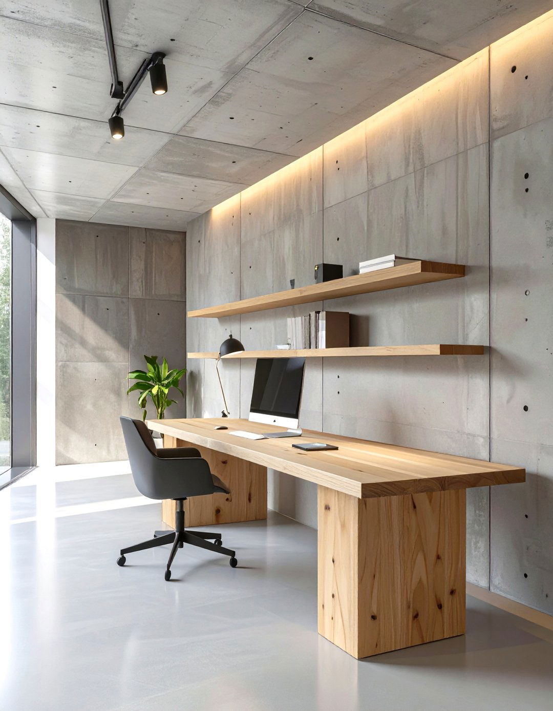 Concrete and Plywood Modernist Office - 30 office study room ideas