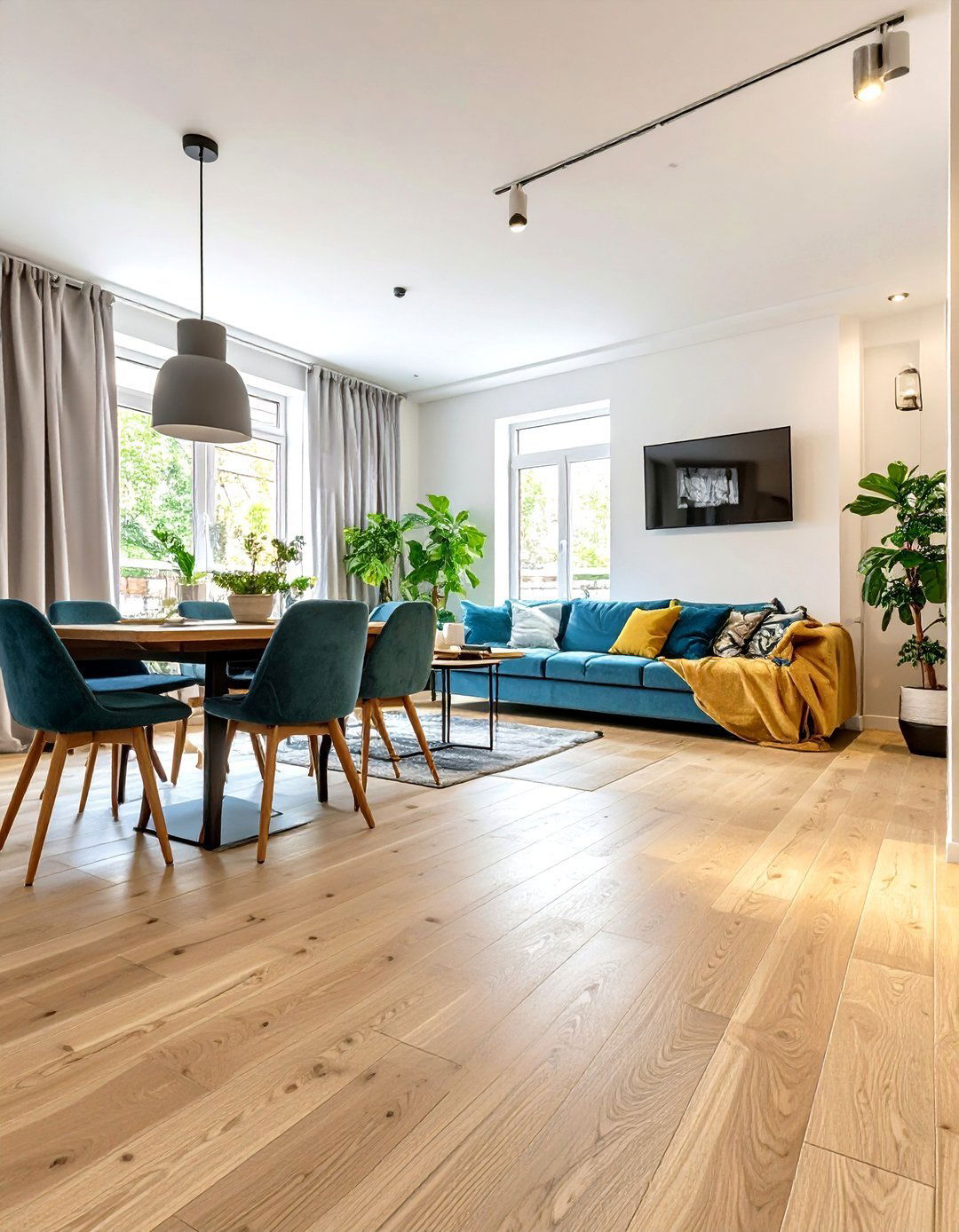 Consistent Flooring to Unify the Space - 30 very small living and dining room ideas