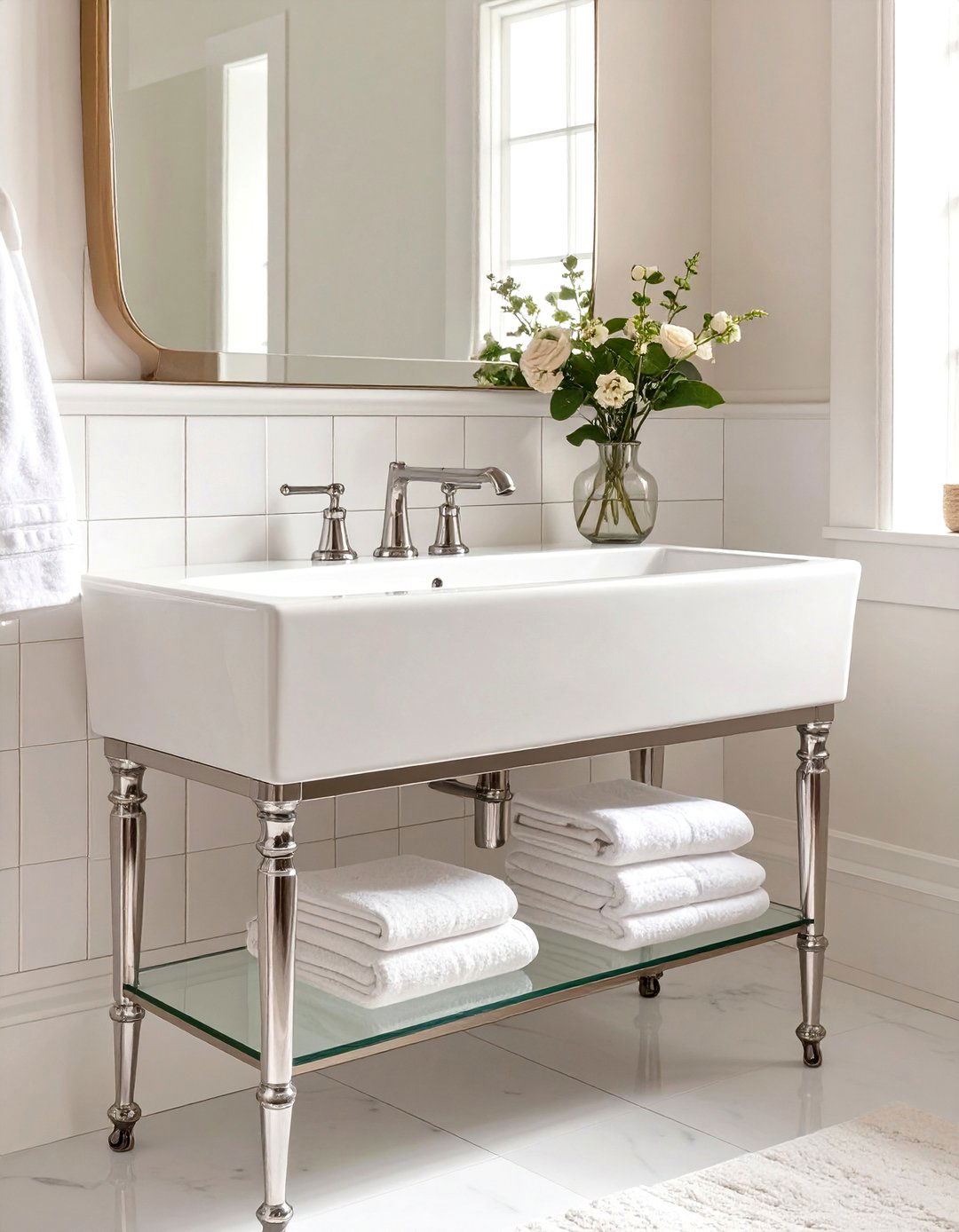 Console Sink with Slender Legs - 30 vintage bathroom ideas