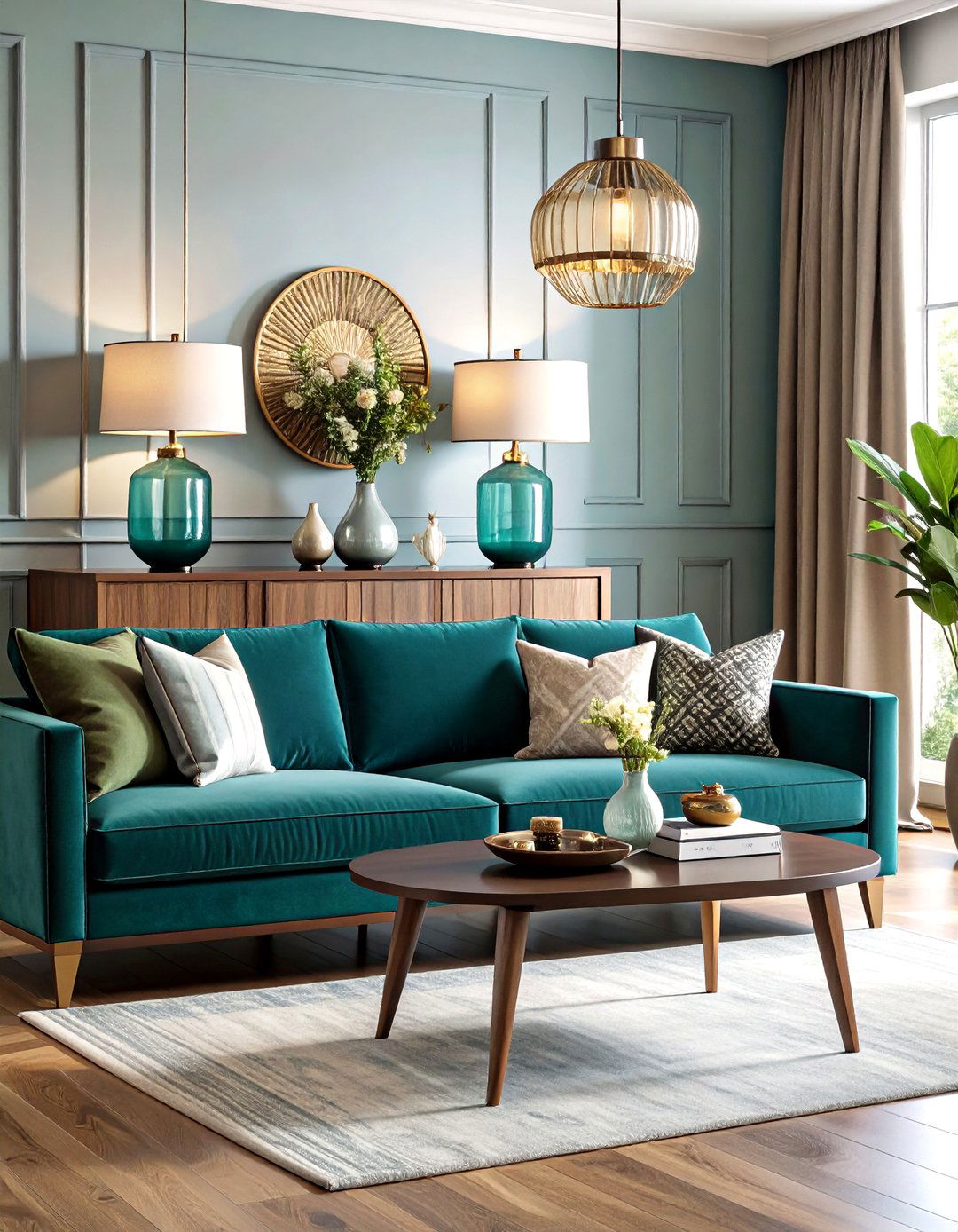 Console Table Behind the Sofa - 30 pottery barn living room ideas