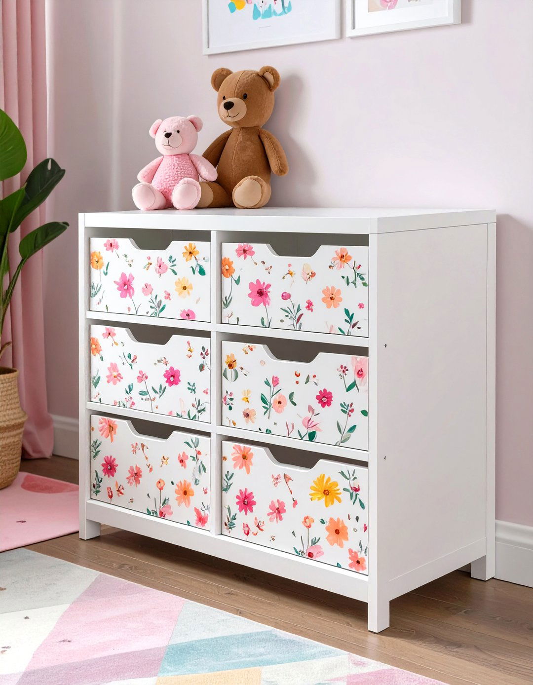 Contact Paper Furniture Makeover - 30 toddler girl room ideas on a budget