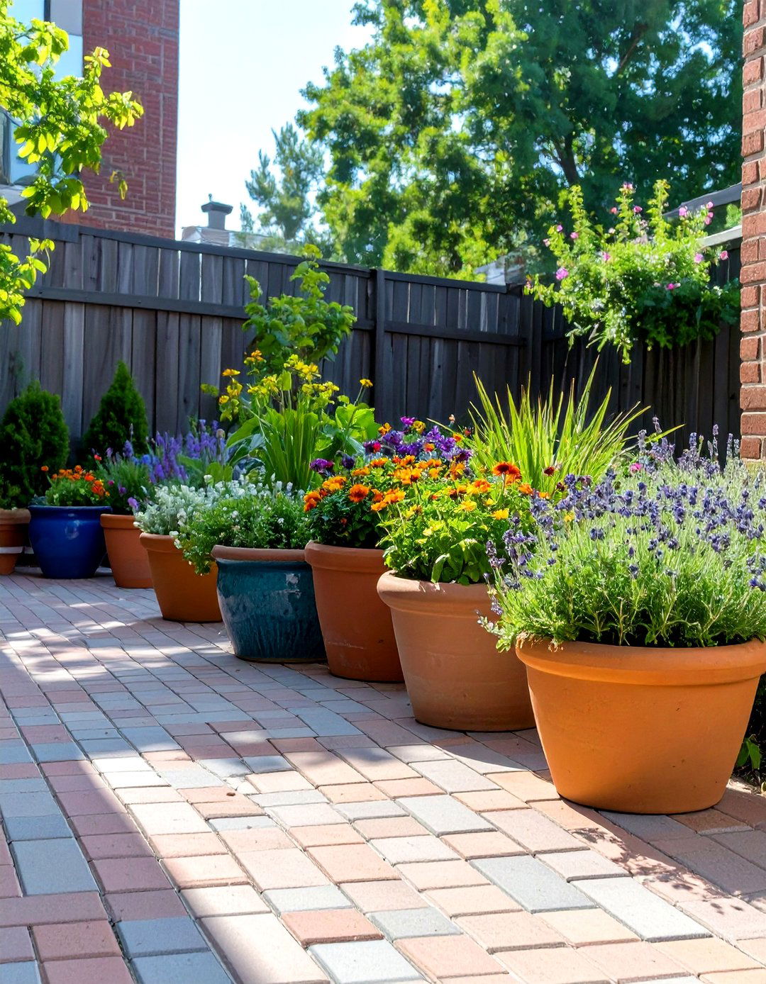 Container Garden on Patio - 30 outdoor landscaping ideas