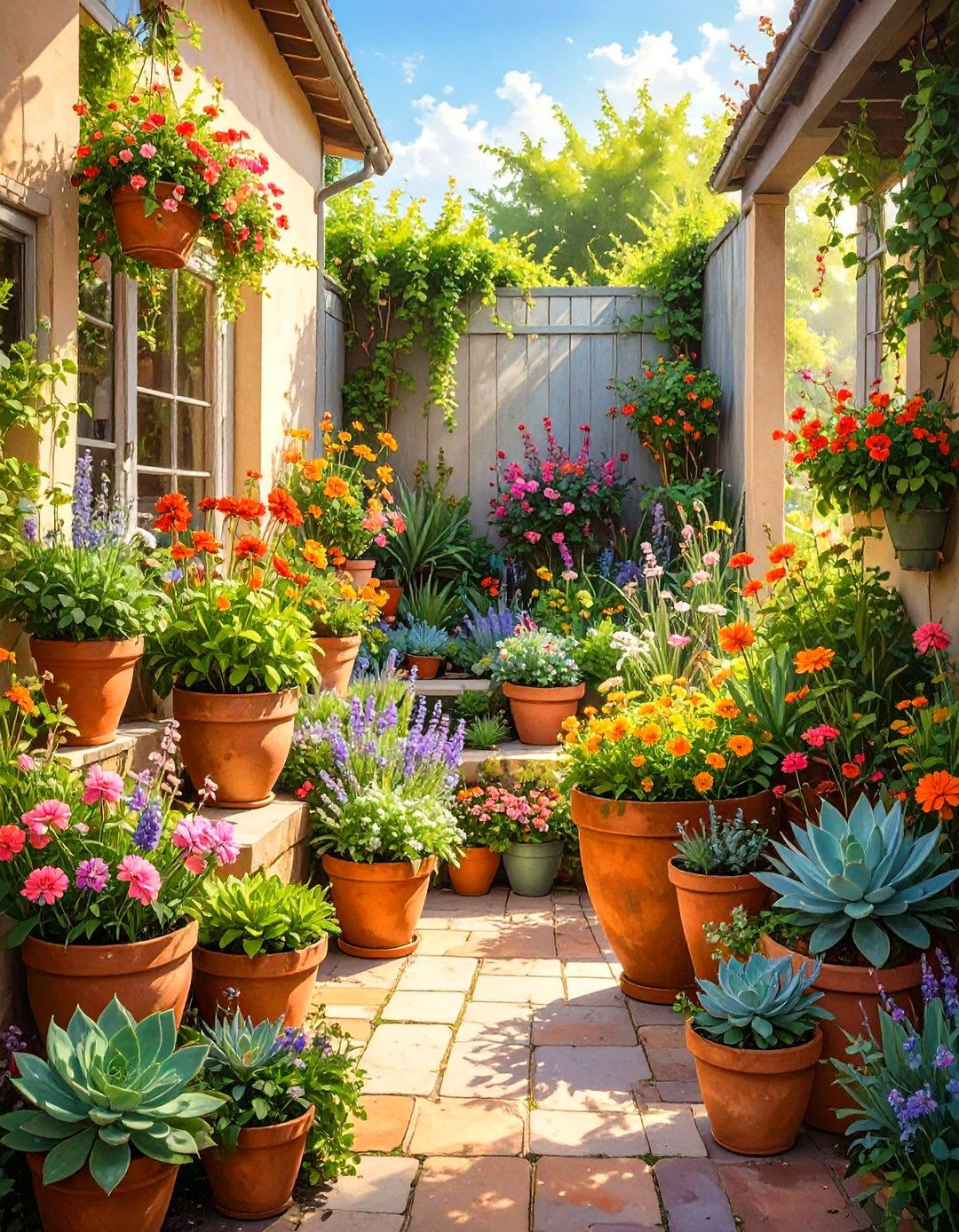 Container Garden with Thrifty Pots - 30 outdoor patio ideas on a budget