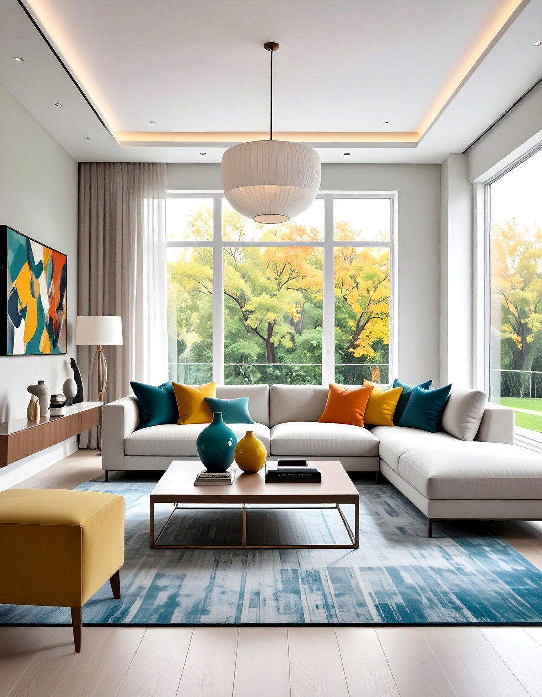Contemporary Art Display - 30 living room bay window ideas