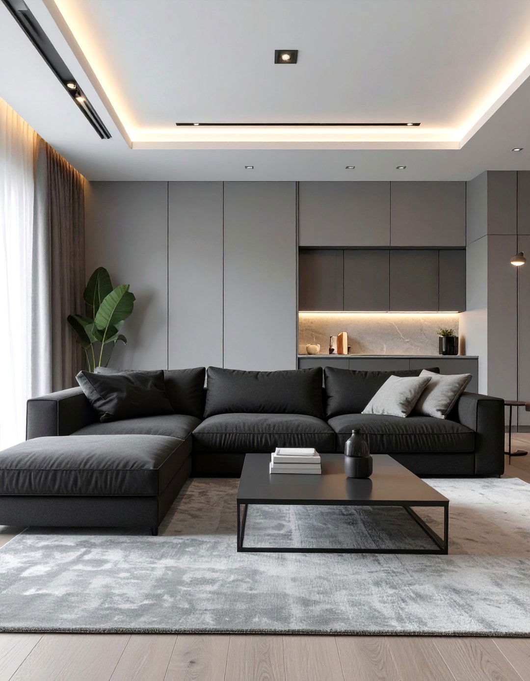 Contemporary Black and Grey Living Room - 30 black and grey living room ideas
