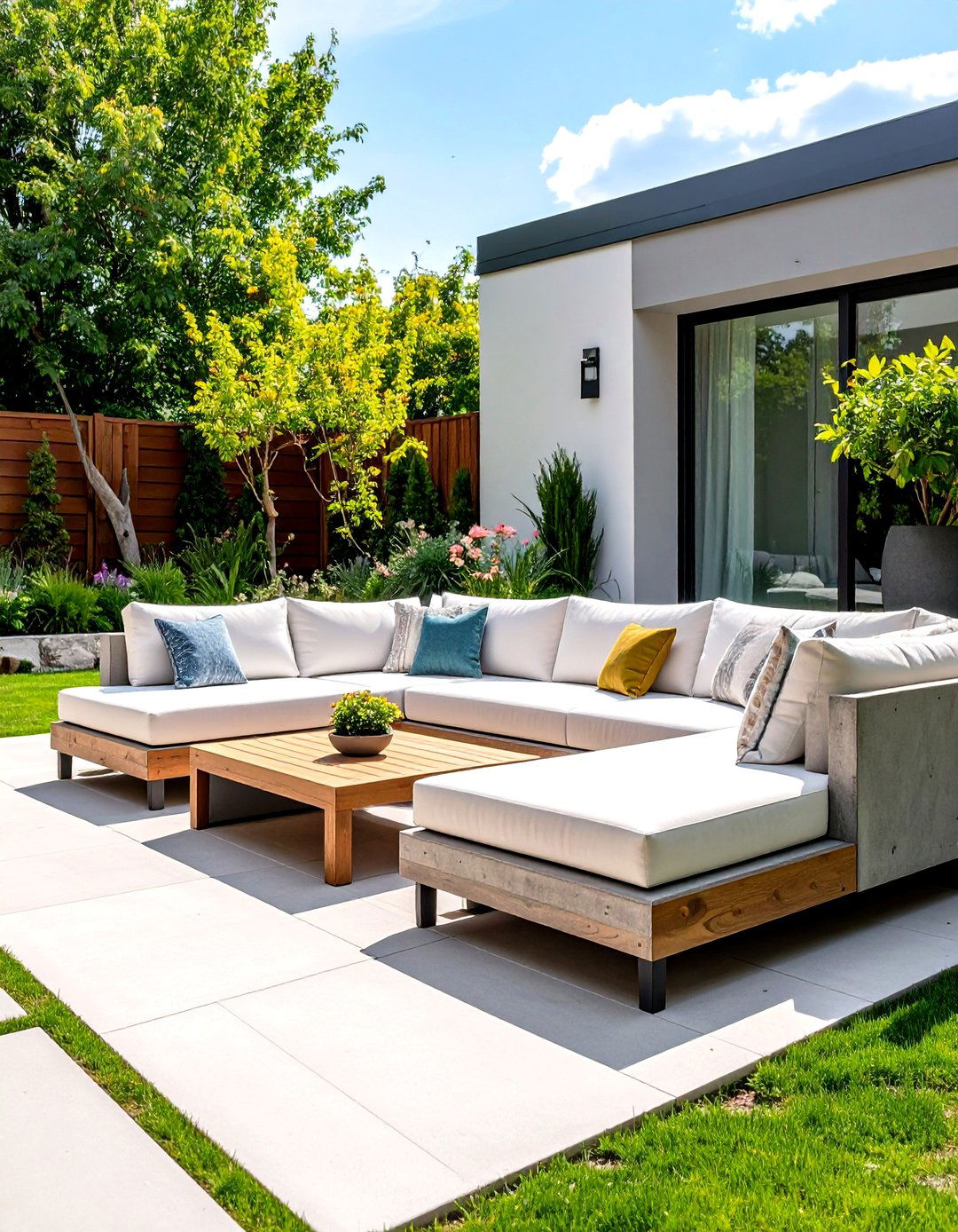 Contemporary Concrete Seating - 30 outdoor sitting area ideas