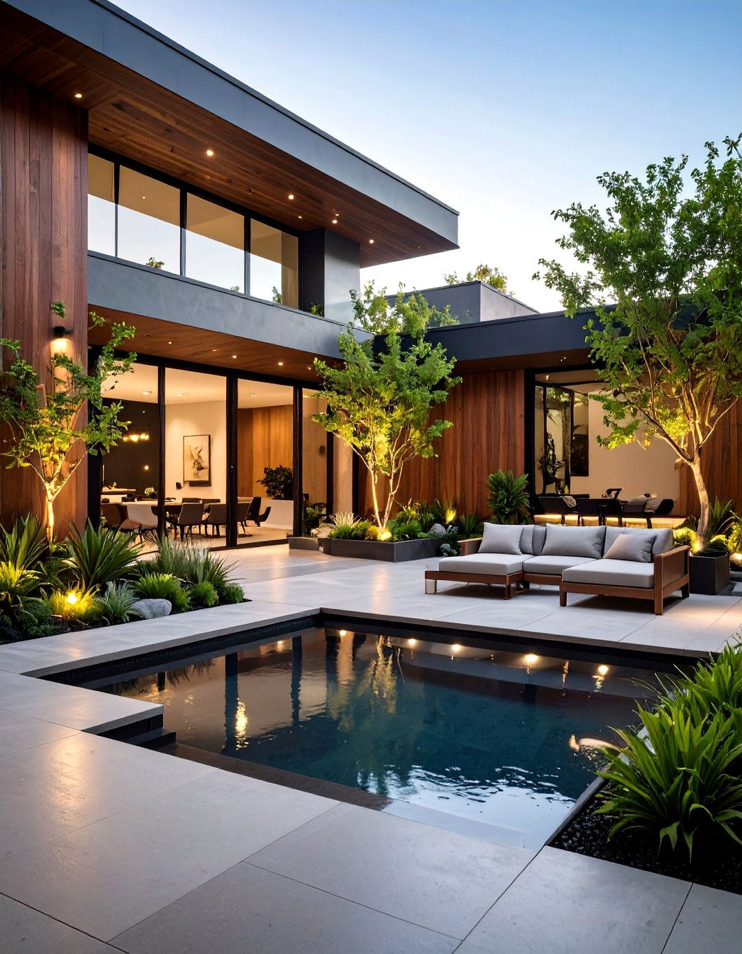Contemporary Courtyard with Water Feature - 30 backyard design software ideas