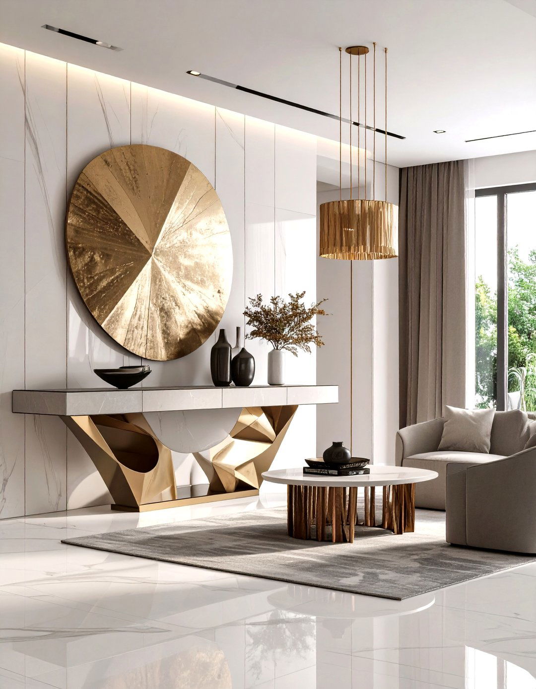 Contemporary Foyer with Sculptural Elements - 30 foyer furniture ideas