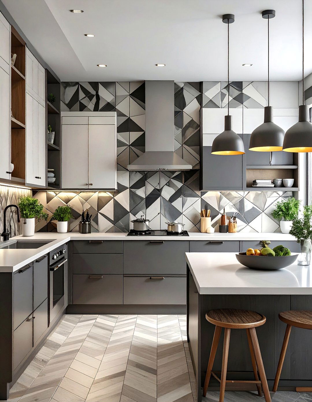Contemporary Geometric Pattern - 30 backsplash tile ideas