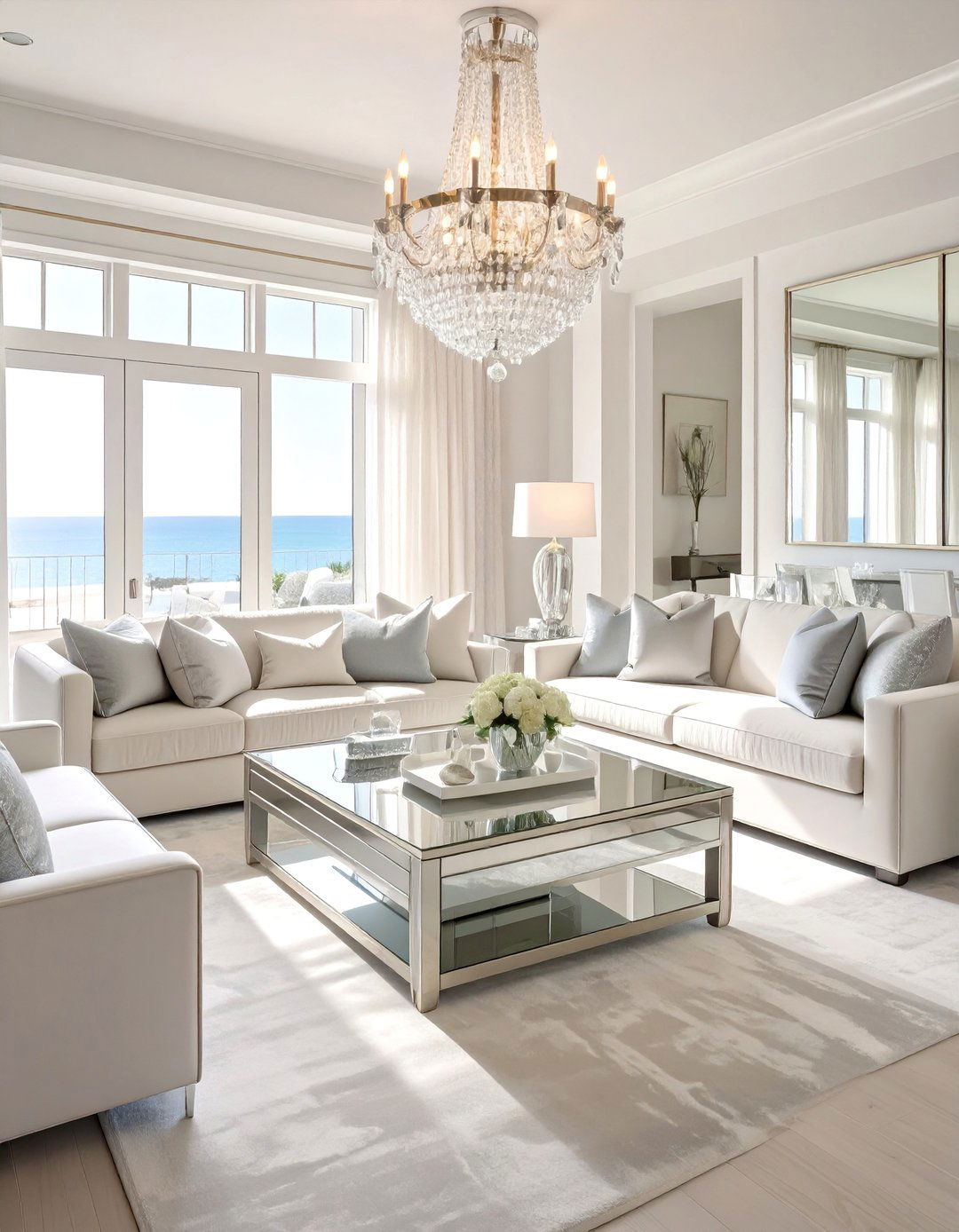 Contemporary Glam Coastal Living Room - 30 coastal living room ideas