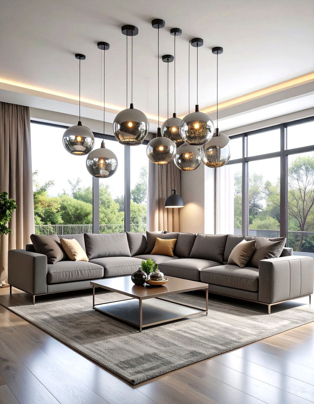 Contemporary Glass Globe living room ceiling lighting - 30 living room ceiling lighting ideas