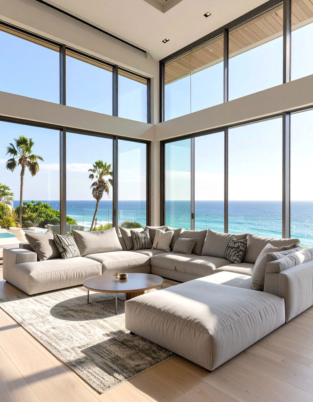 Contemporary Glass House Living Room - 30 modern coastal living room ideas