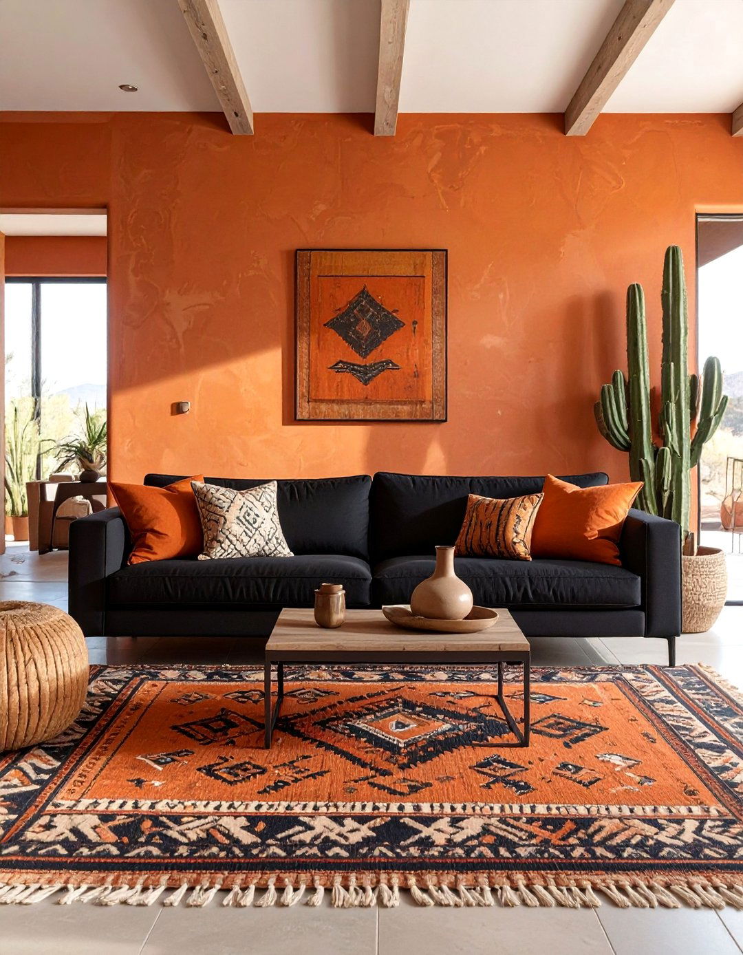 Contemporary Southwestern Living Room - 30 black couch living room ideas
