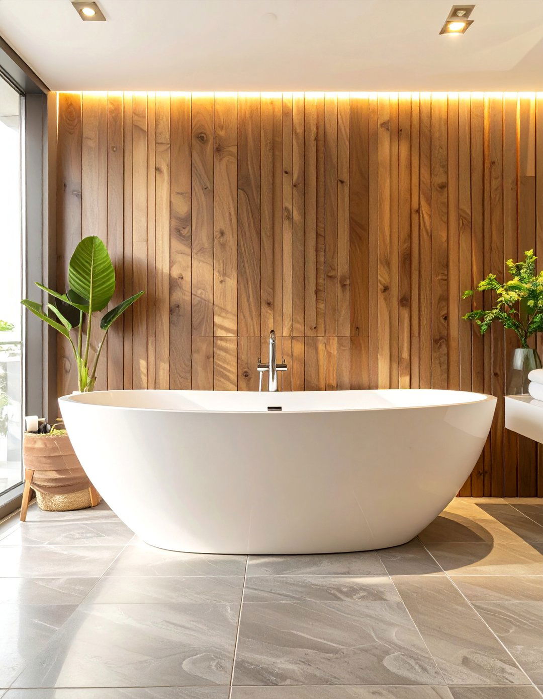 Contemporary Wood Paneled Bathroom Tub - 30 bathroom tub ideas