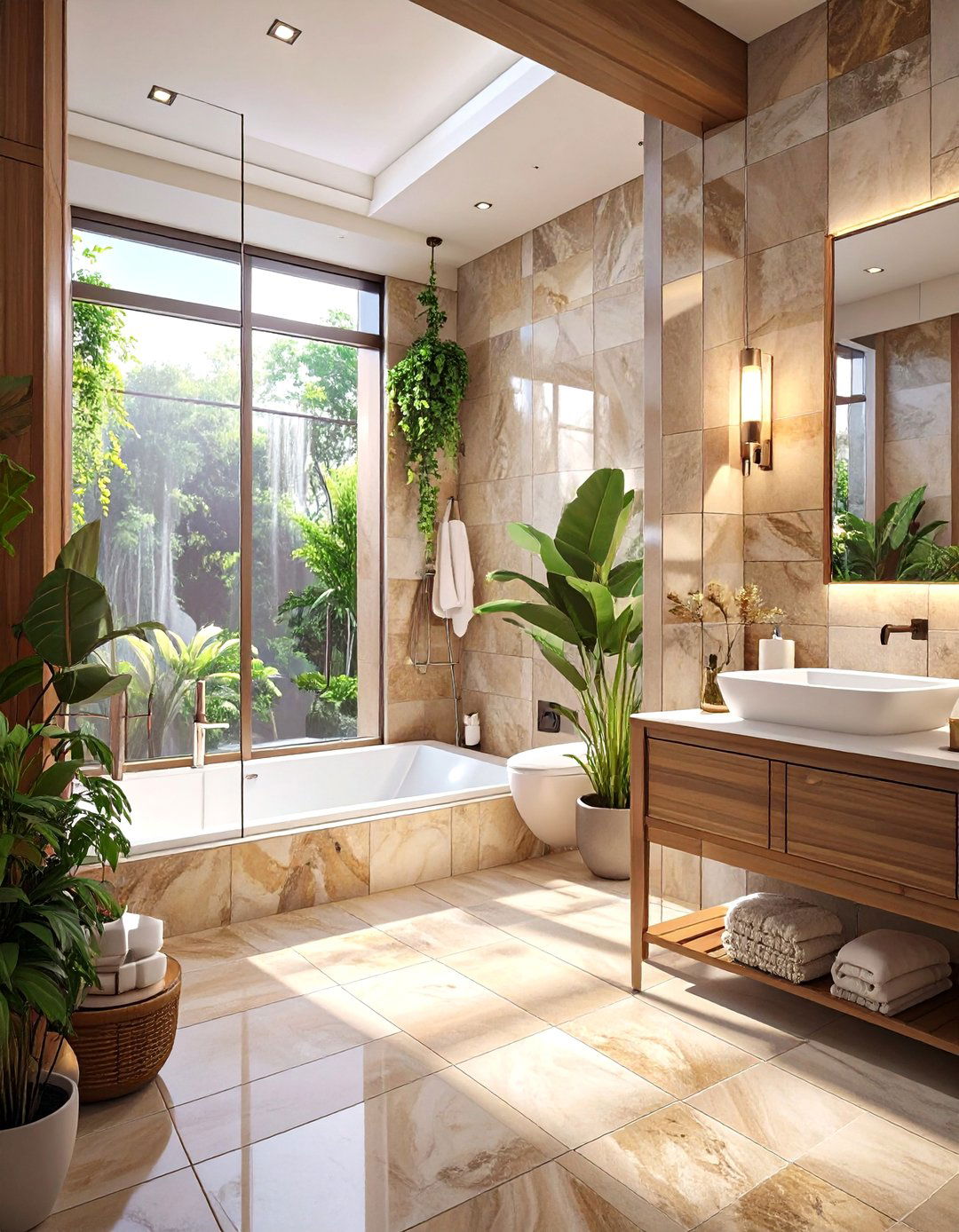 Continuous Floor to Wall Tile - 30 bathroom tile ideas for small bathrooms