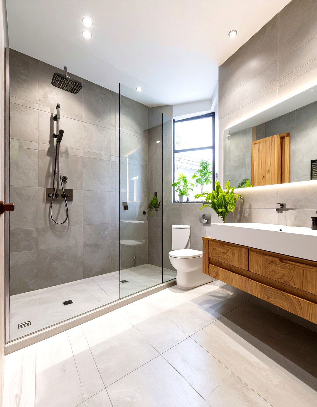 Continuous Flooring into the Shower - 30 small modern bathroom ideas