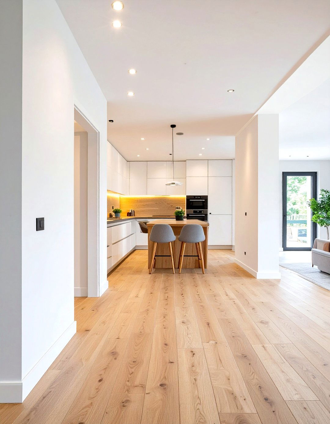 Continuous Flooring to Connect Spaces - 30 small galley kitchen ideas on a budget