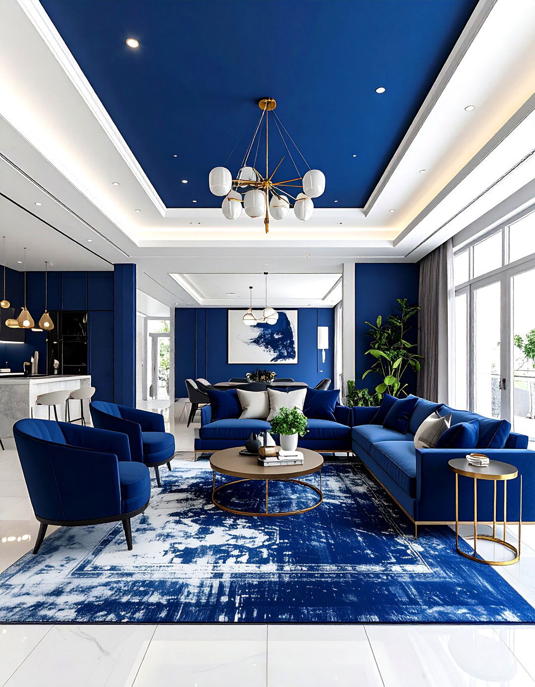 Contrasting Color Block Living Room - 30 living room high ceiling wall decor ideas