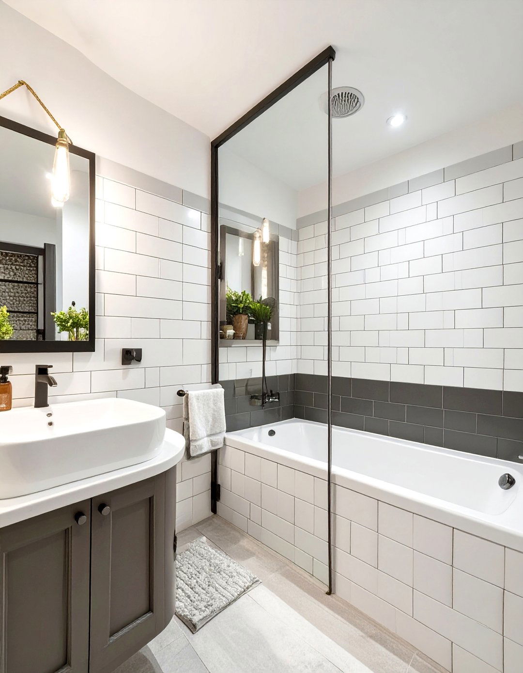 Contrasting Grout Subway Tile - 30 bathroom tile ideas for small bathrooms