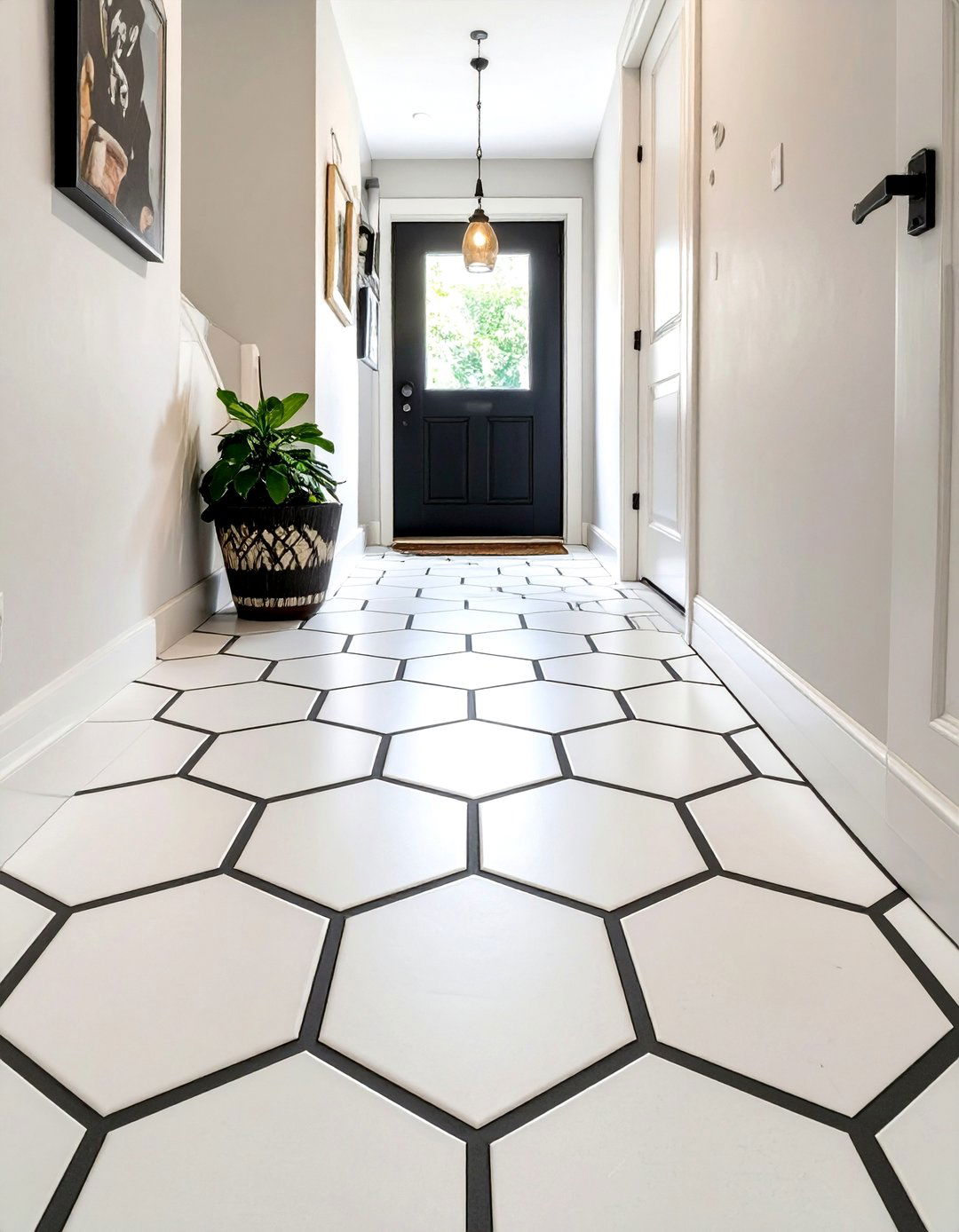 Contrasting Grout Tile Floor - 30 small entryway tile floor ideas