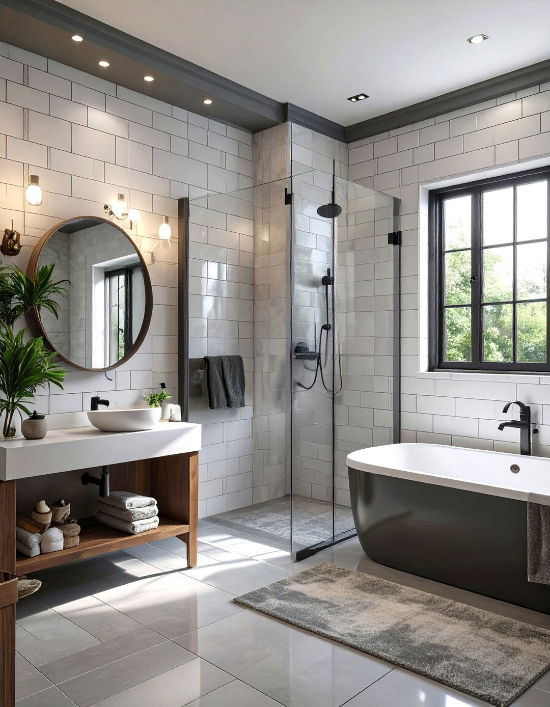 Contrasting Grout in a Bathroom - 30 bathroom tiling ideas