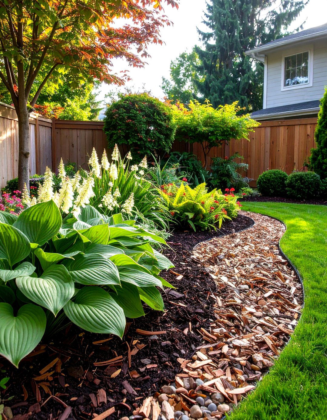 Contrasting Mulch Textures - 30 front yard mulch ideas