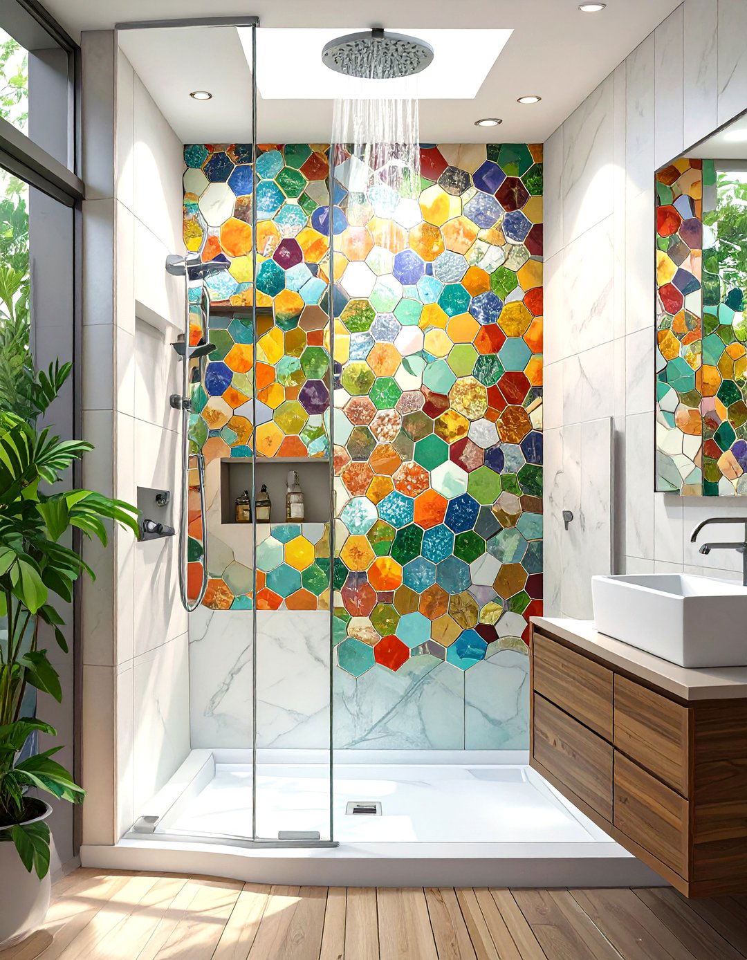 Contrasting Niche Shower Wall Tile - 30 shower wall tile ideas