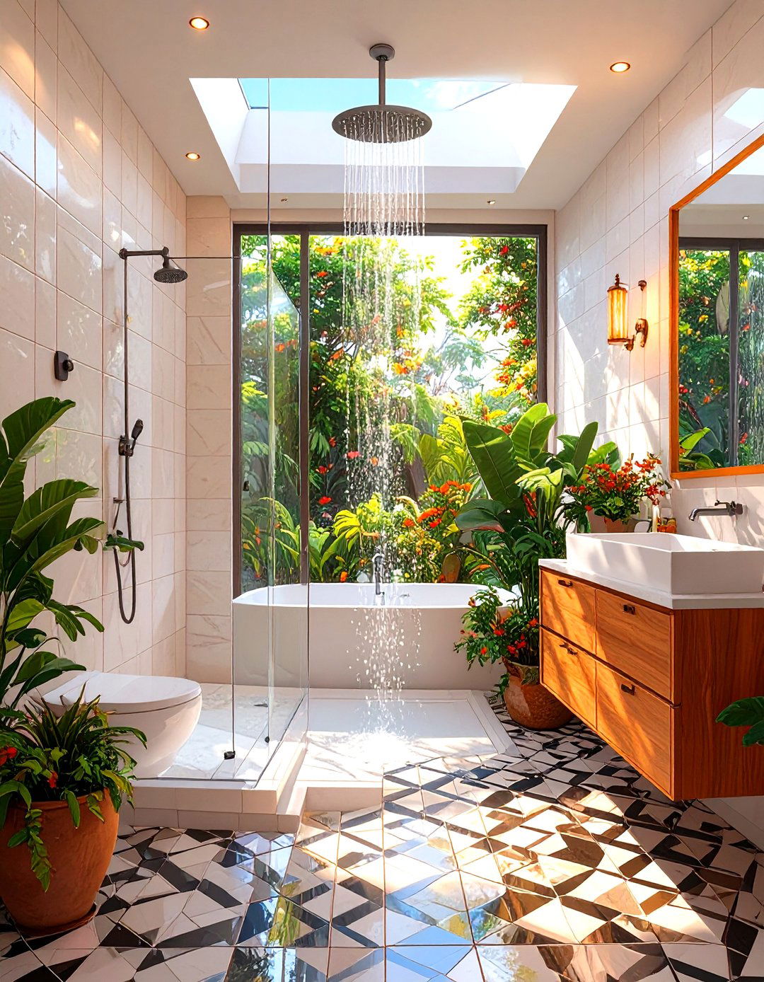 Conversion with Contrasting Tile Patterns - 30 tub to shower conversion ideas