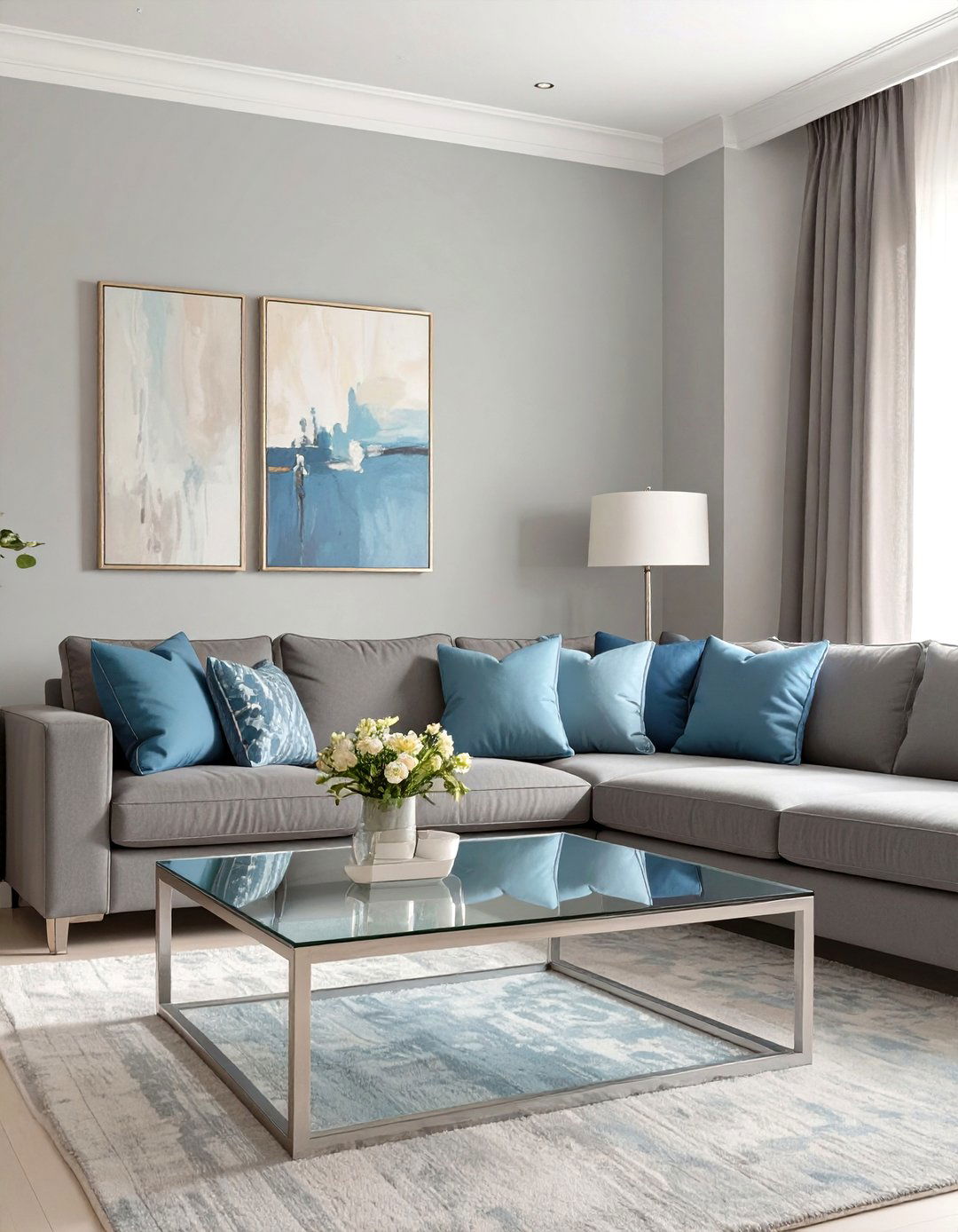 Cool Gray and Blue Living Room - 30 neutral living room color ideas