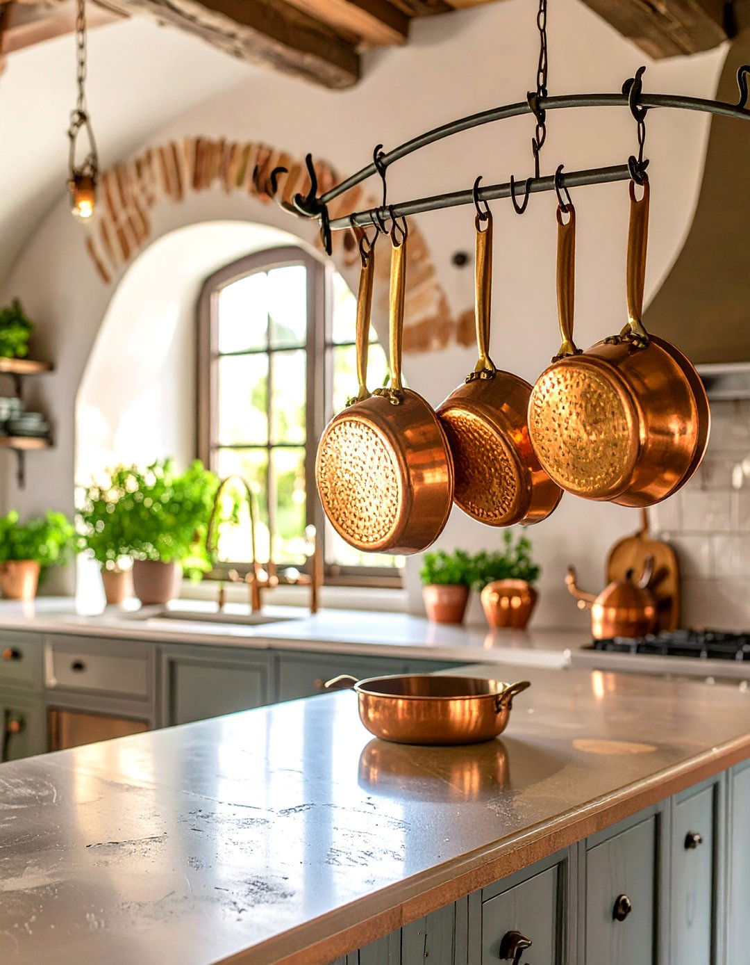 Copper Cookware and Accents - 30 tuscan interior design ideas